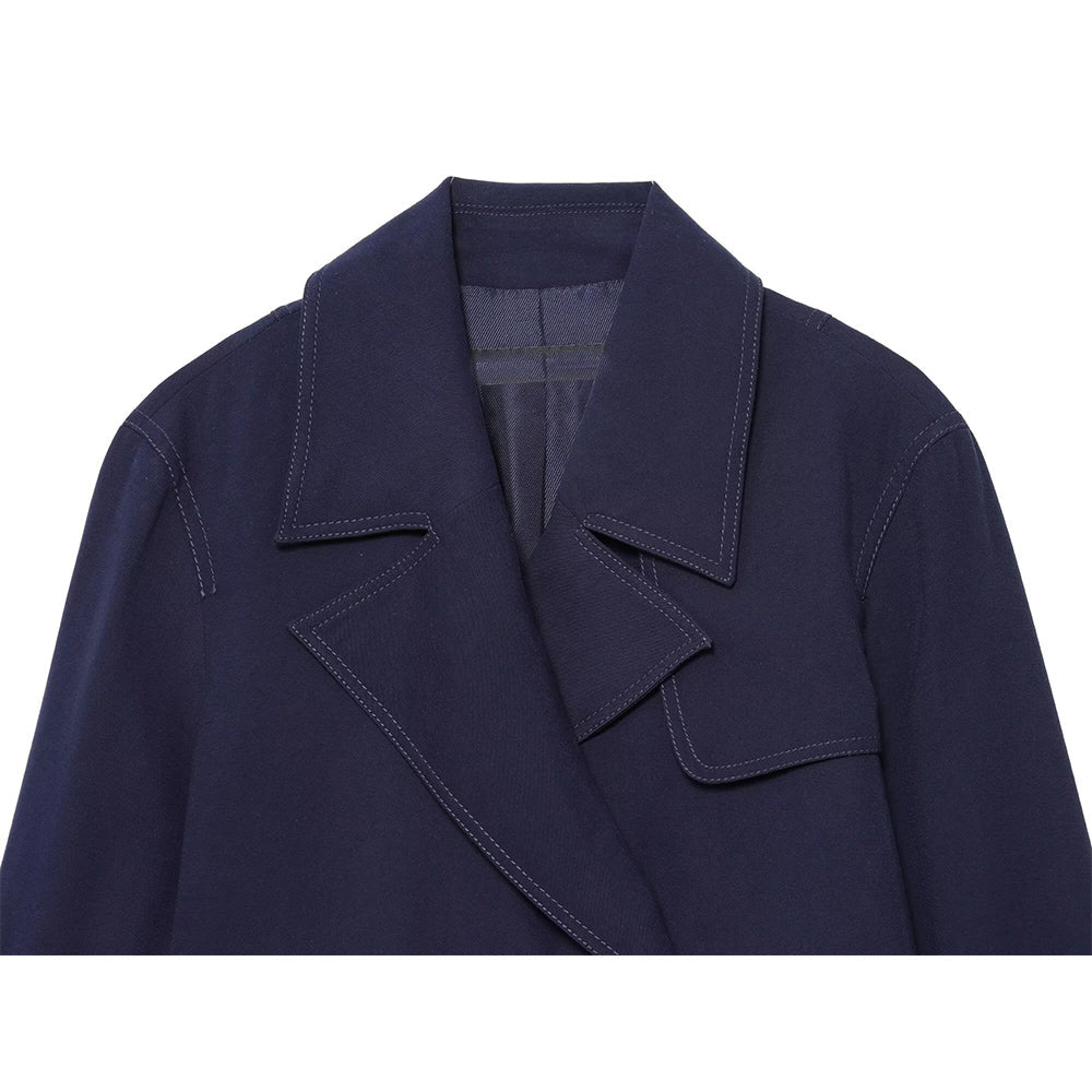 Women's 2025 new fashion short double breasted lapel Coat