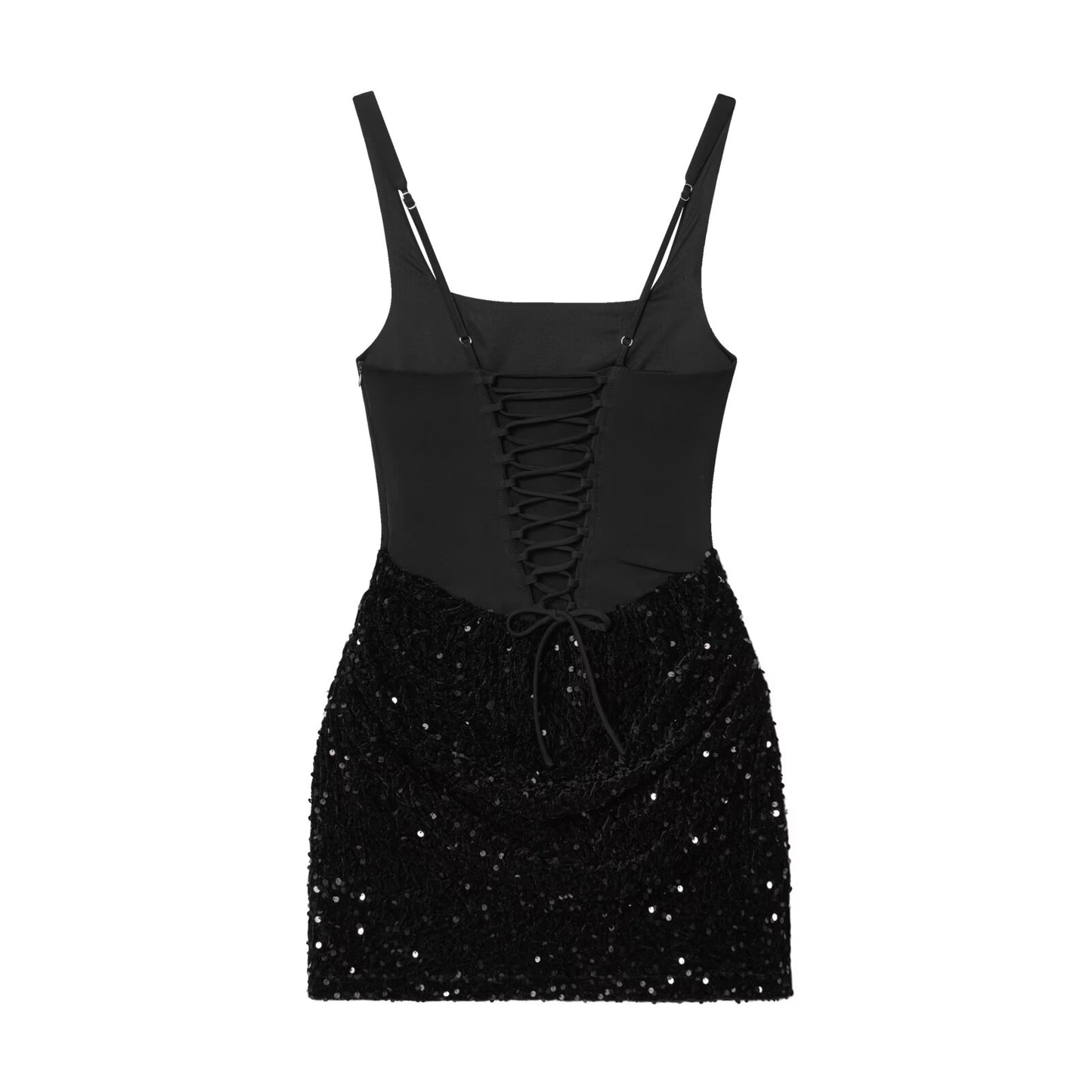Women's sequin wrapped hip suspender mini dress