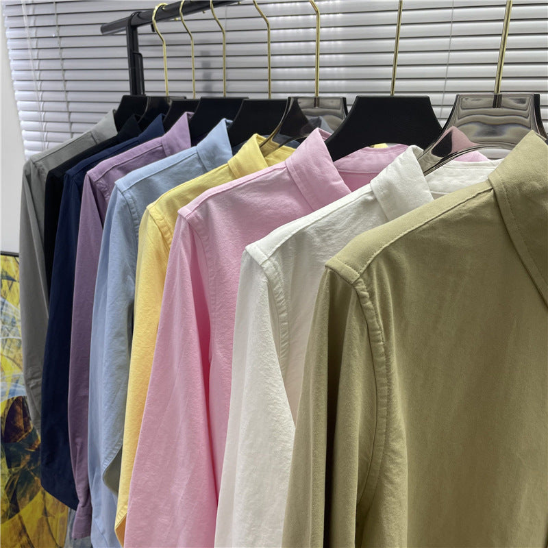 New Joker Embroidered Oxford Shirt for Men and Women Old Qian Feng Business Casual Cotton Shirt