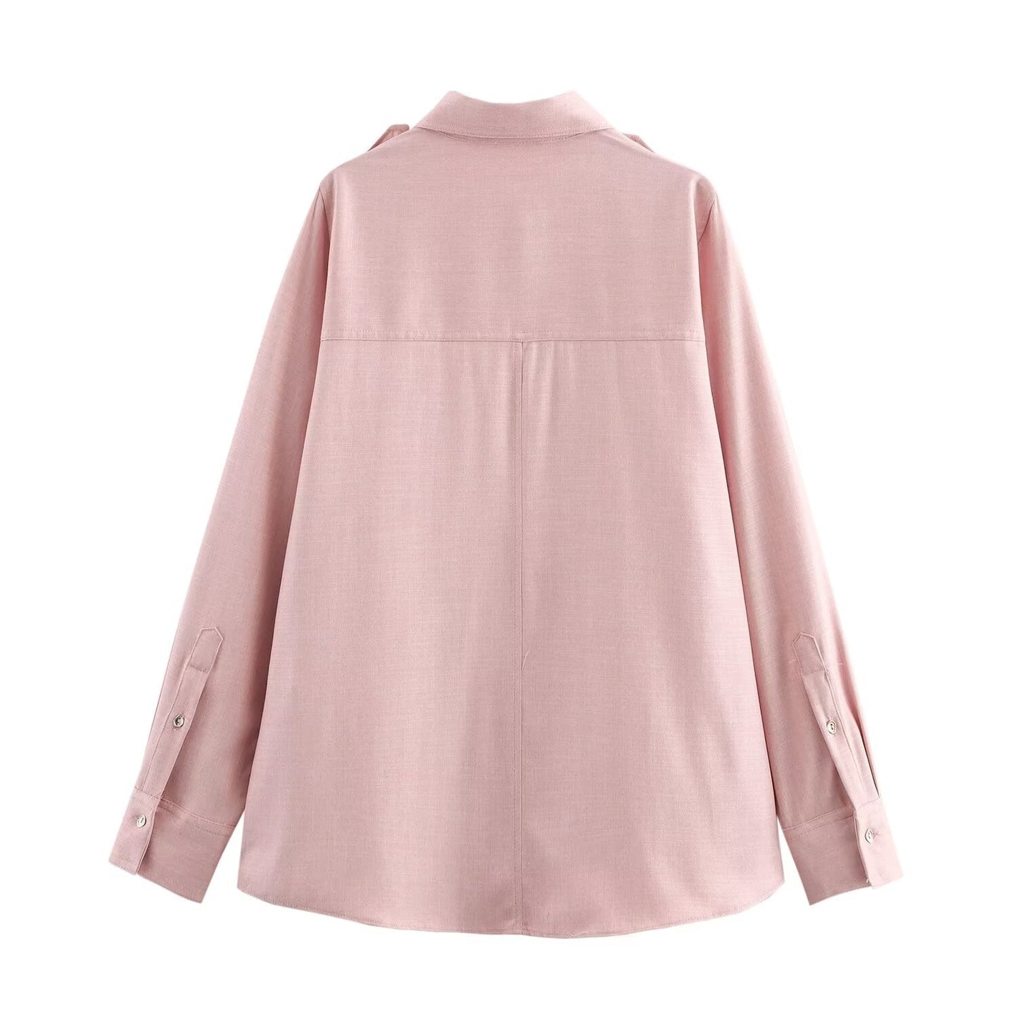 Women's new fashion pocket decoration loose single breasted casual lapel shirt retro long sleeved women's shirt chic top+Pants Women's suit