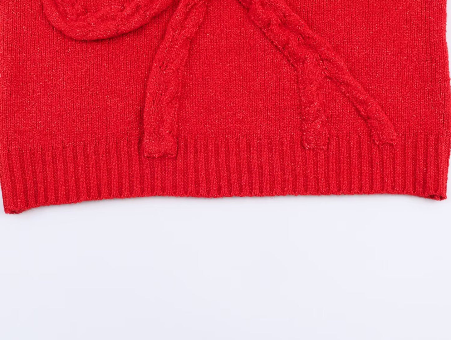 Women's bow decoration O Neck knitted sweater