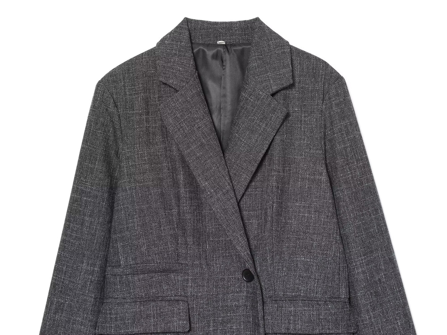 Women's loose wool blended straight cut Blazer Coat
