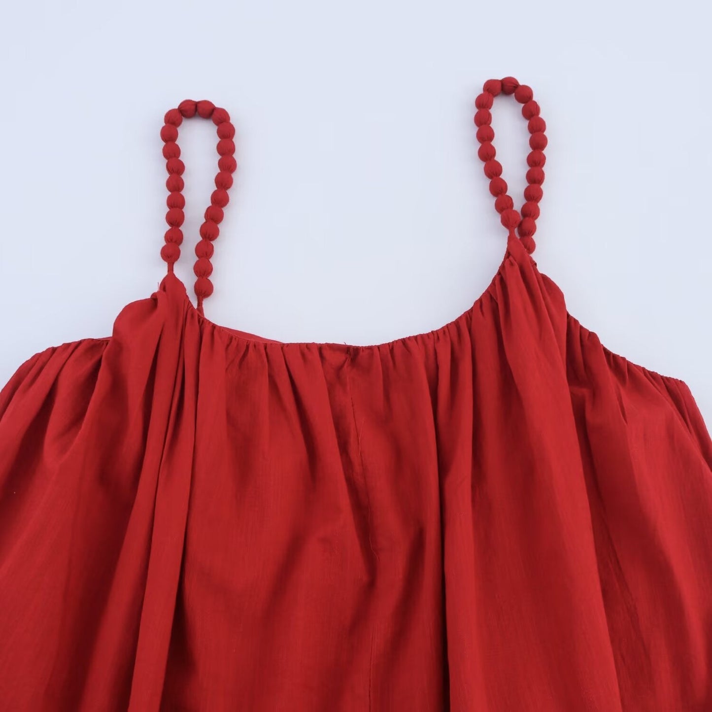 Women's new fashion wide pleated sleeveless beaded suspender MIDI dress