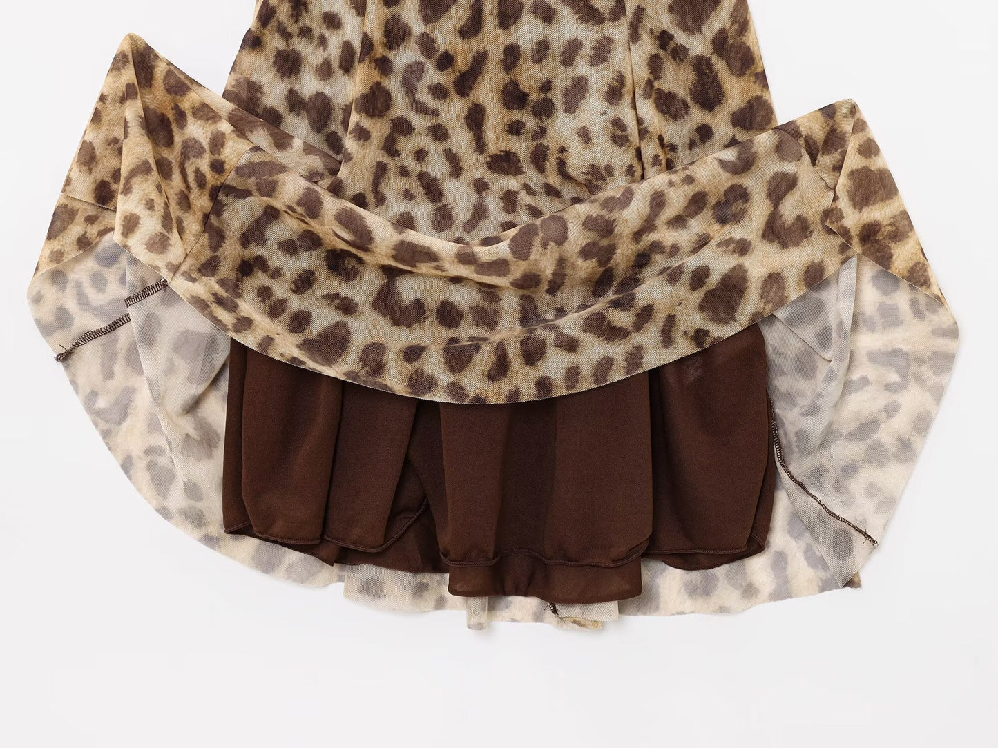 Women's new Fashion slim V-neck printed tulle suspender mini dress