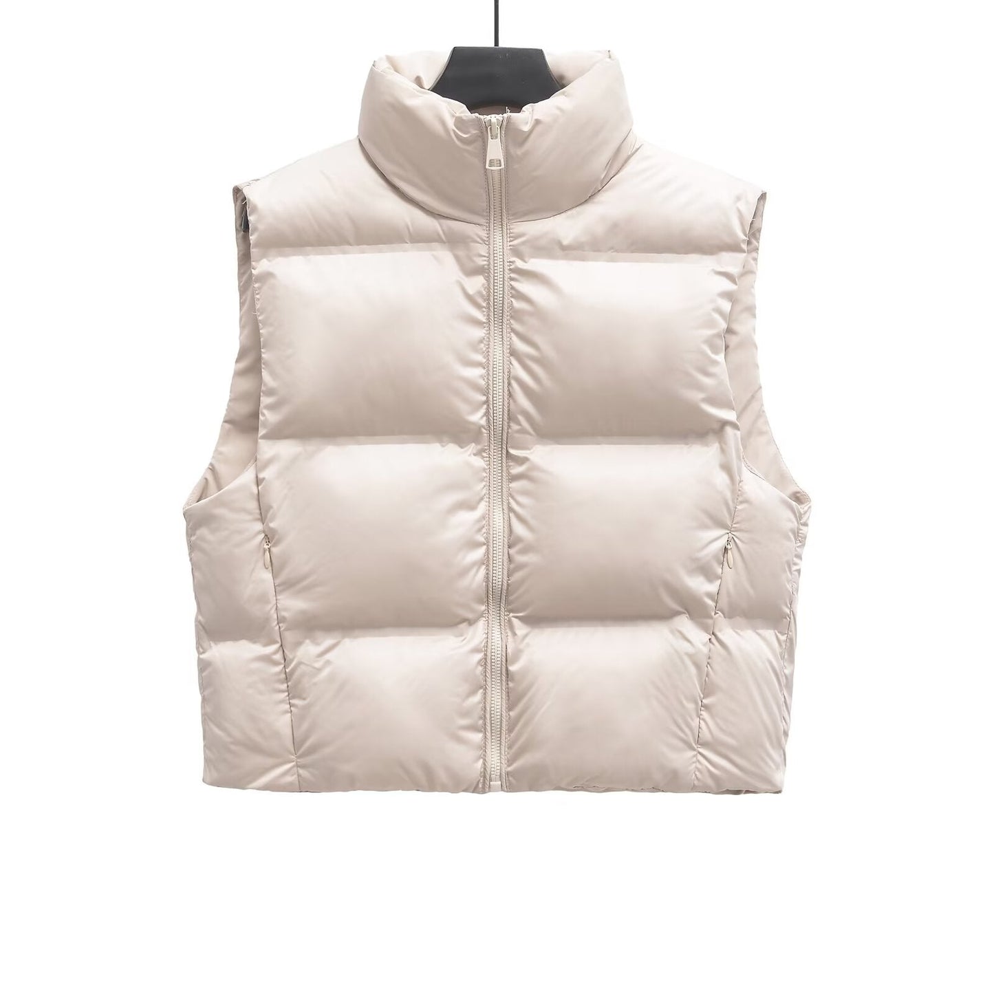 Women's short standing collar sleeveless cotton vest