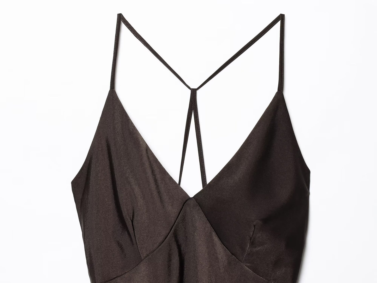 Women's new fashion slim backless lingerie style suspended Midi dress