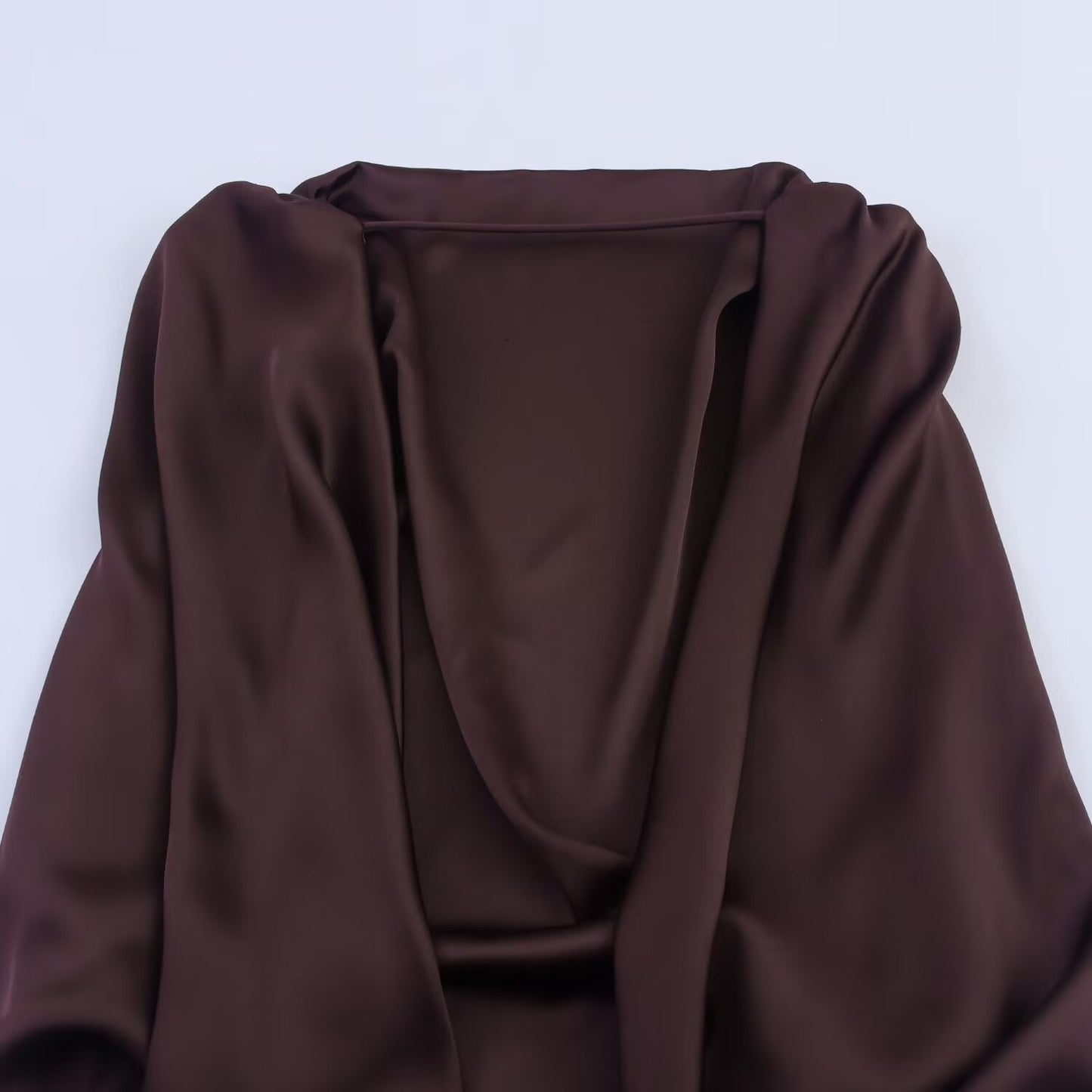 Women's chic Fashion backless satin textured pleated Midi dress