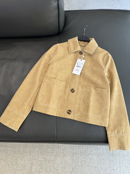Women's autumn fashion casual suede texture leather Coat