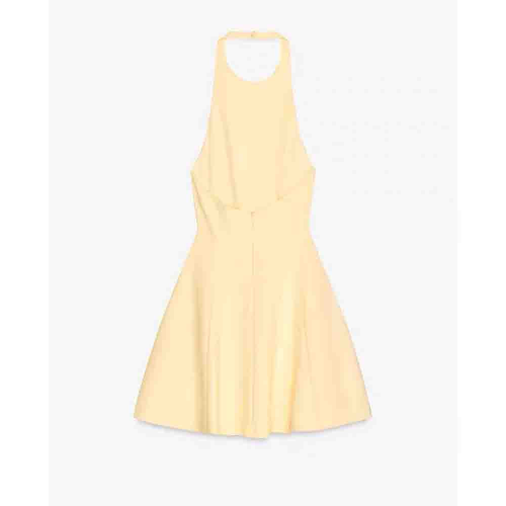 Women's new fashion wave style wide swing hanging neck mini dress