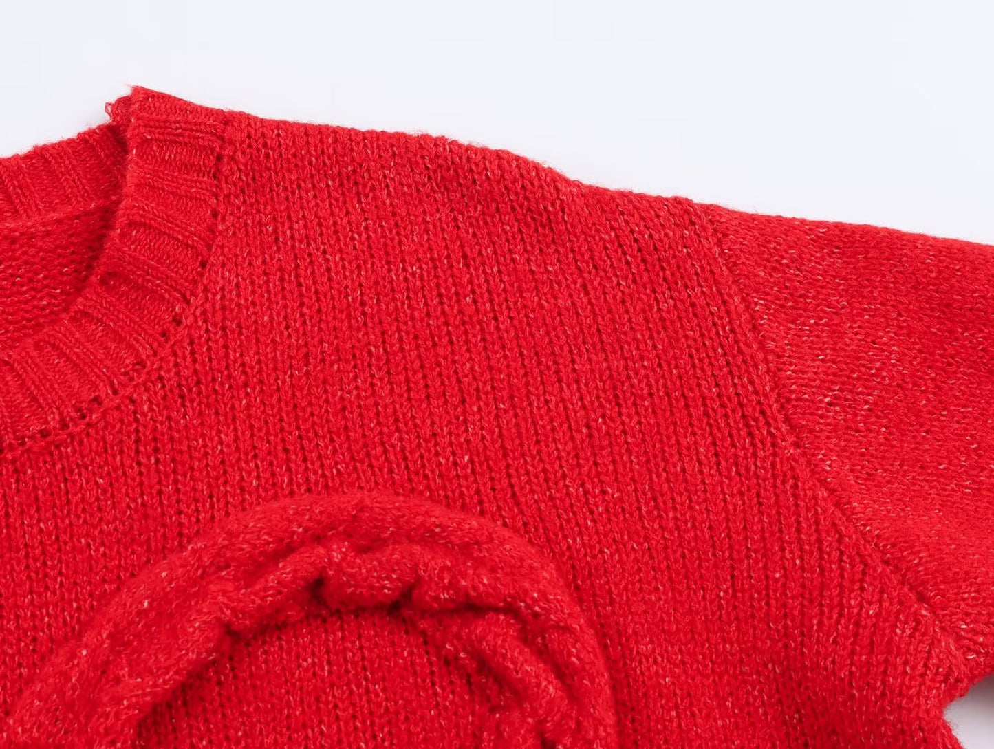 Women's bow decoration O Neck knitted sweater