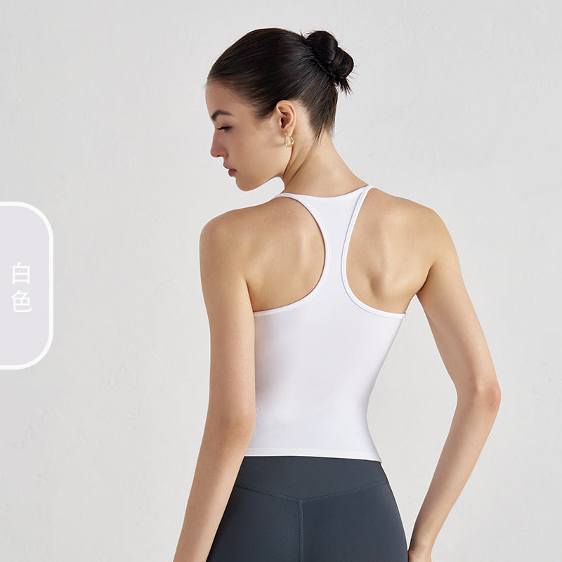 Women's new Joker Naked Vest sports bra with Chest Cushion Tight Slim Yoga Pilates Fitness Breathable Top