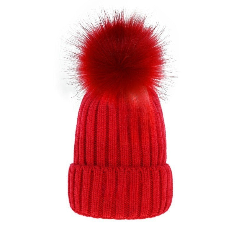 Women's new elastic wool ball decorative knitted hat