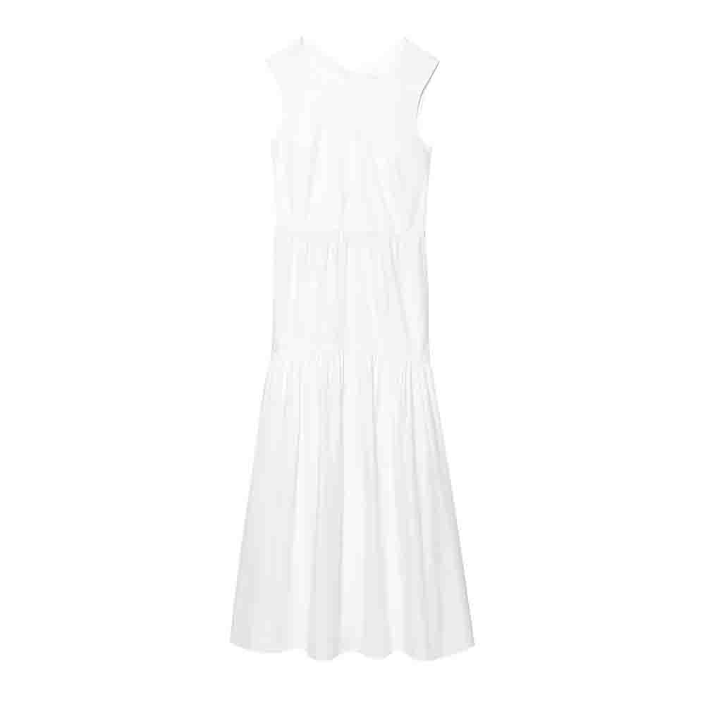 Women's new fashion pleated decoration O-Neck sleeveless backless MIDI dress