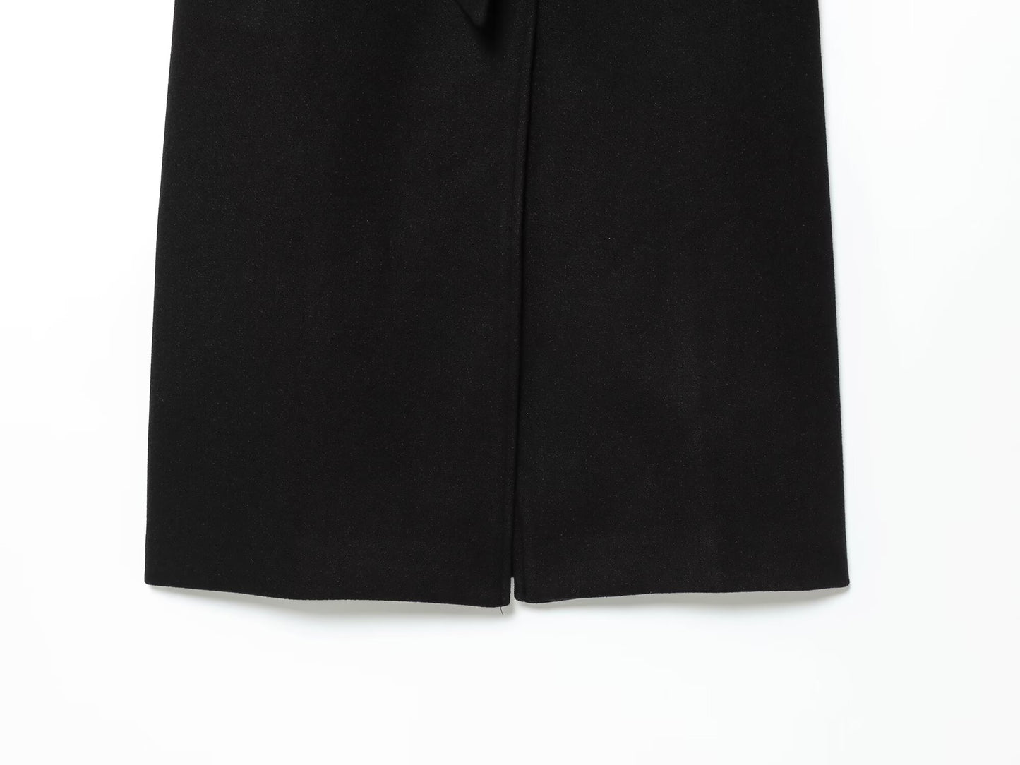 Women's New Fashion With Belt Black Long Style Wool Blended Woolen Coat