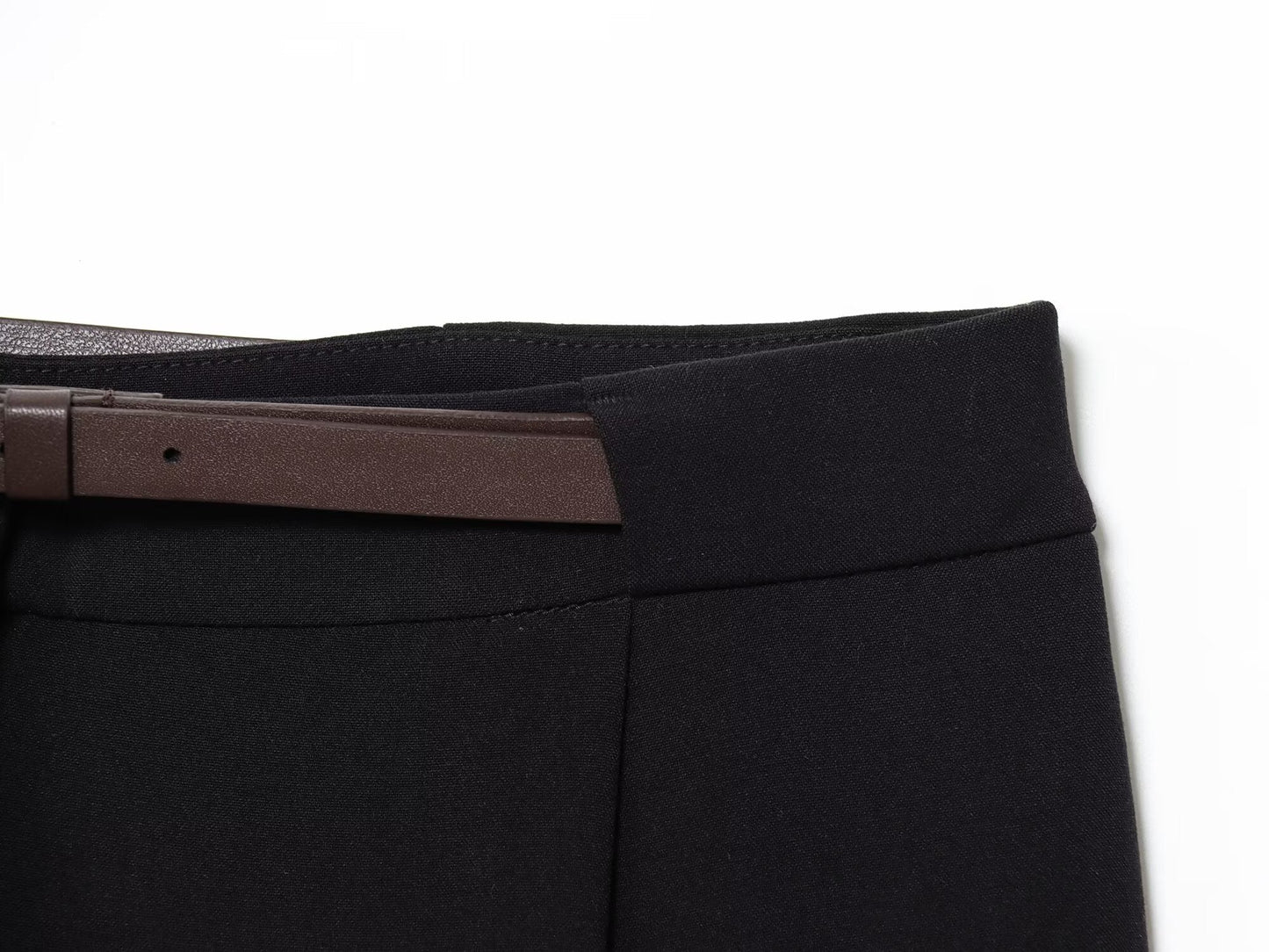 Women's new fashion belt decoration casual pleated suit pants