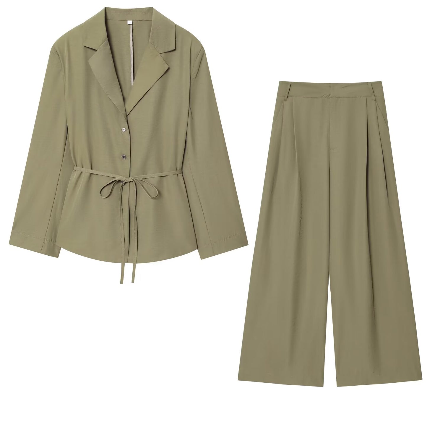 Women's new fashion with Belt loose lapel Button-up suit jacket+Pants suit