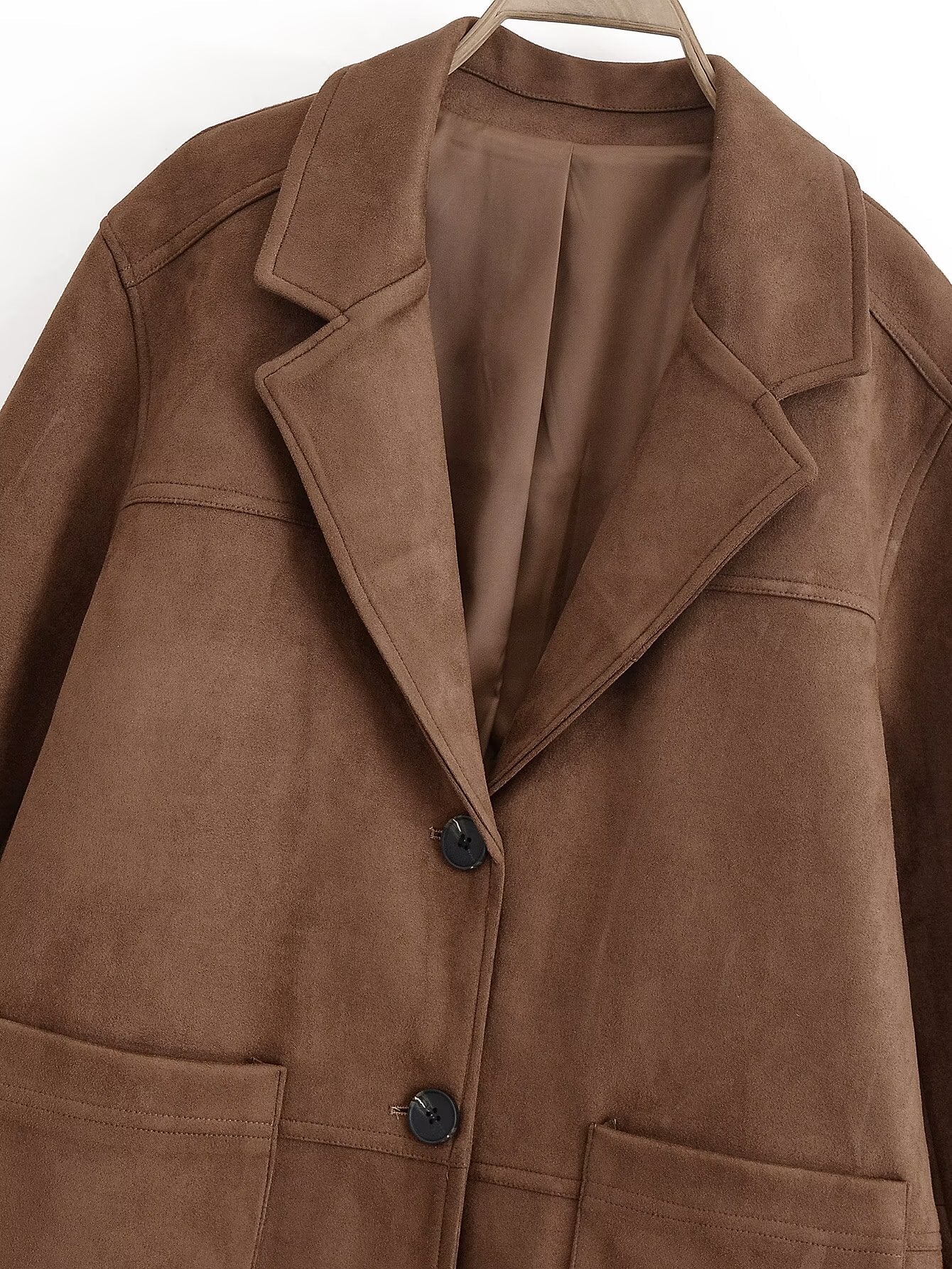 Women's 2025 new fashion loose warm suede suit jacket