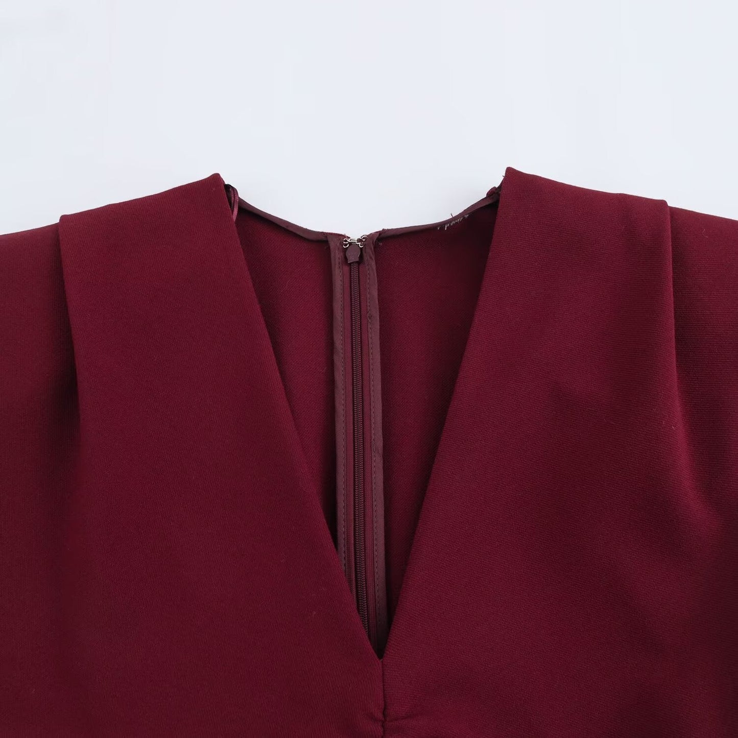 Women's new chic Fashion pleated decoration sexy slim fit V Neck Midi dress retro sleeveless back zipper women's dress Mujer