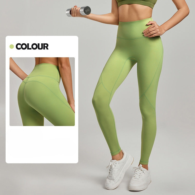Women's New Fashion Joker Contrast Yoga Pants Outdoor Mountaineering 7A Antibacterial Futuristic Hip-lifting Tights
