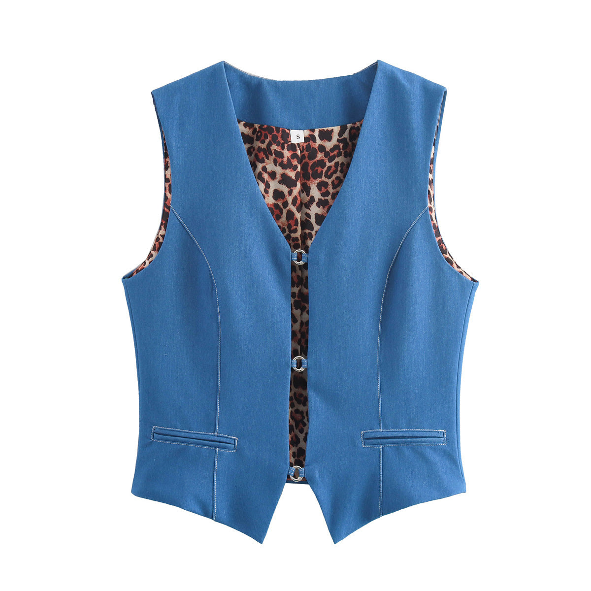 Women's 2025 fashion two-color elastic denim vest vest retro blouse