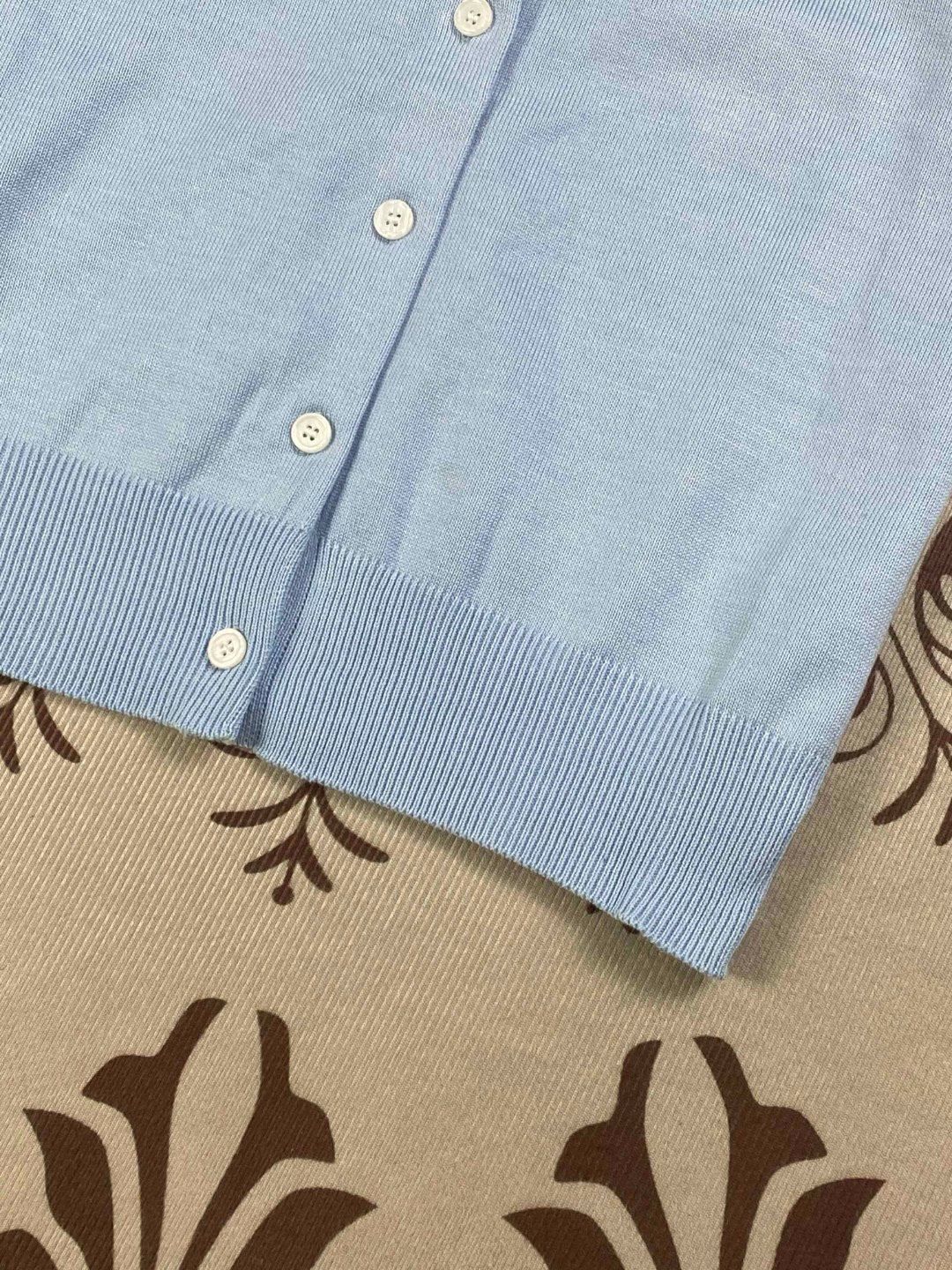 Women's New Fashion Joker Embroidered Cotton Knitted Lapel Short Sleeve Cardigan