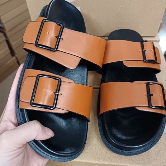 Women's New Fashion Joker Casual Slippers Tendon-soled Sandals Thick Soled Sandals Lazy Beach Shoes.