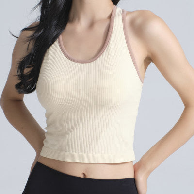 LU Women's New Fashion Yoga Ebb Vest Nude Tight with Chest Pad Fitness Bra I-word Beautiful Bad Luck. Moving Underwear