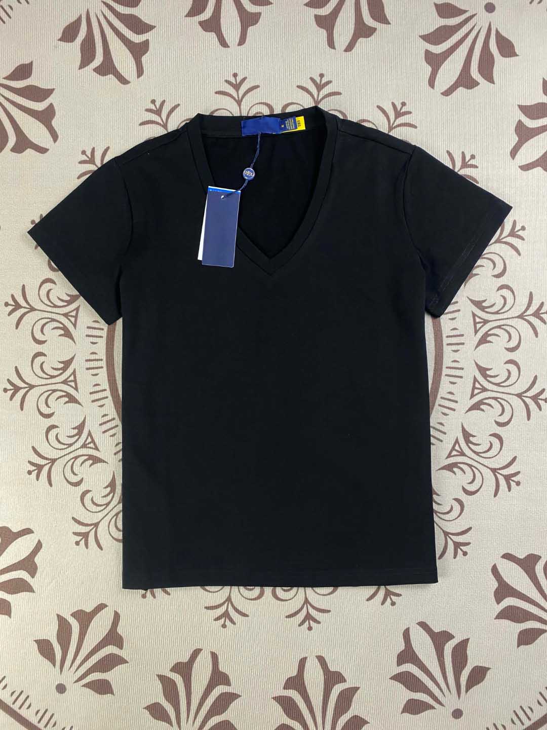 Women's New Fashion Casual Joker Embroidered Cotton V-neck Slim Short Sleeve T-shirt