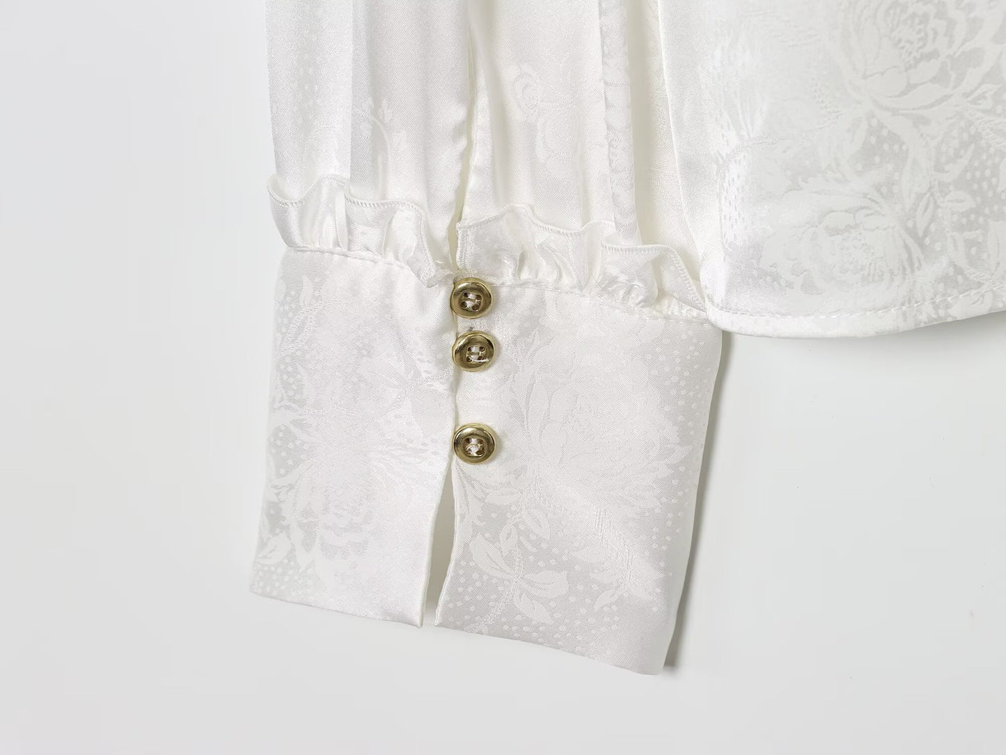 Women's new fashion long sleeved satin textured jacquard shirt