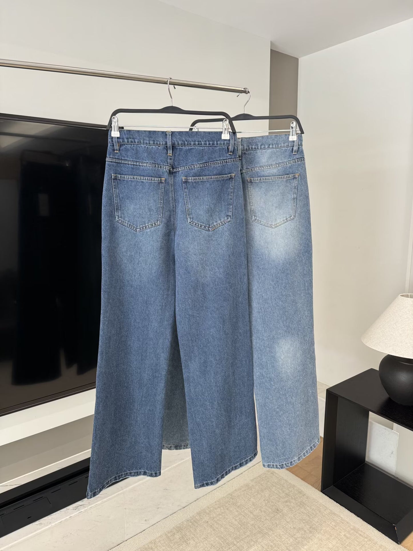 Women's chic fashion loose low waist casual wide leg jeans