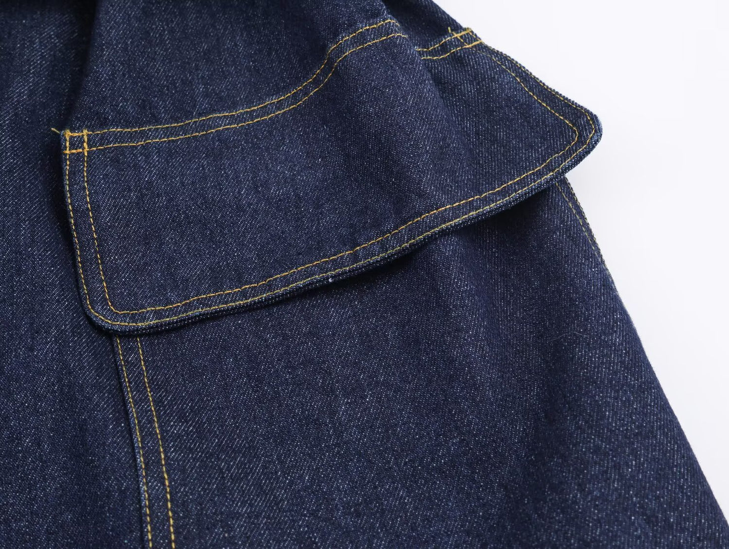 Women's new fashion with Belt loose short denim windbreaker Coat