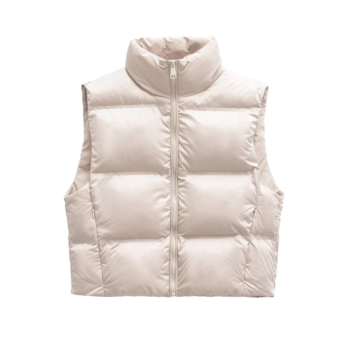 Women's short standing collar sleeveless cotton vest