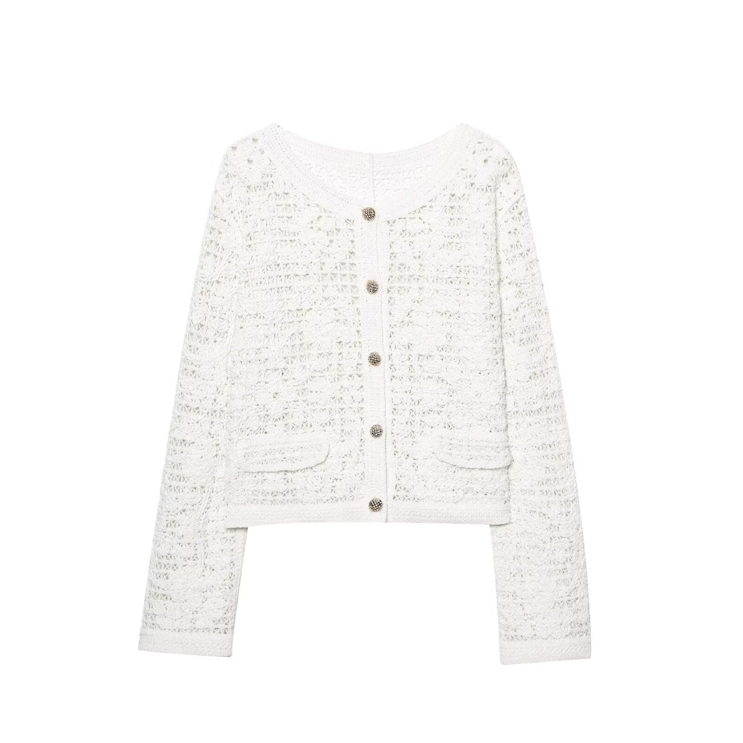 Women's new fashion Casual short Single breasted long sleeved crochet coat