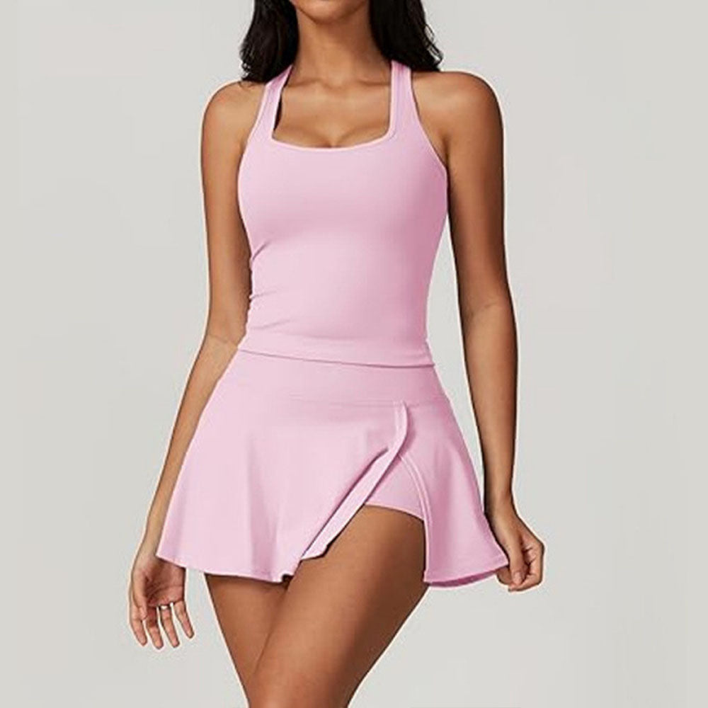 Women's New Tennis Skirt Suit Pocket Sportswear Two-piece Outdoor Running Tight Yoga Clothes