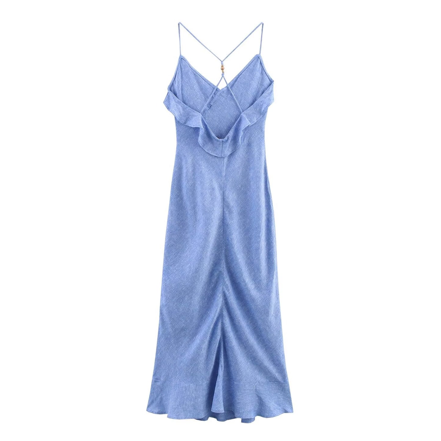 Women's summer new layered decoration slim suspender MIDI dress