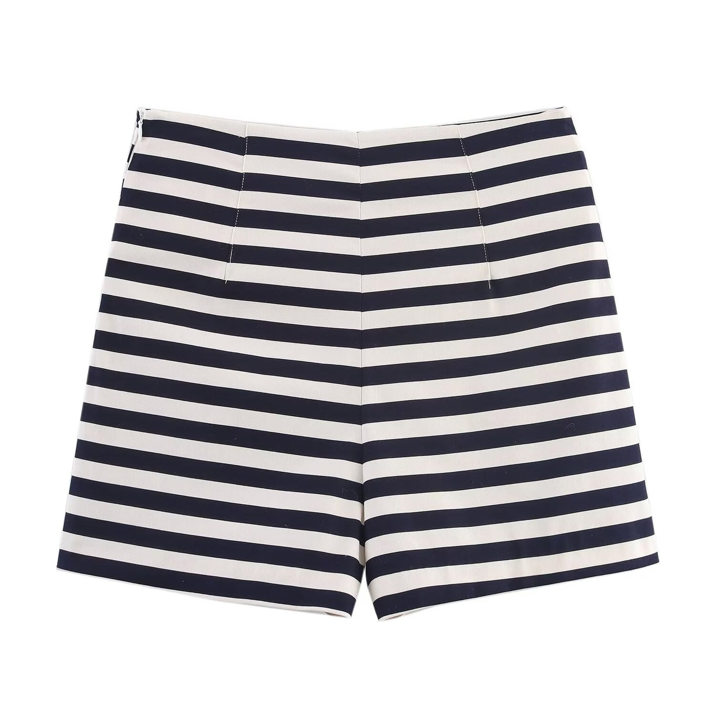 Women's chic Fashion side pocket high waist casual striped shorts