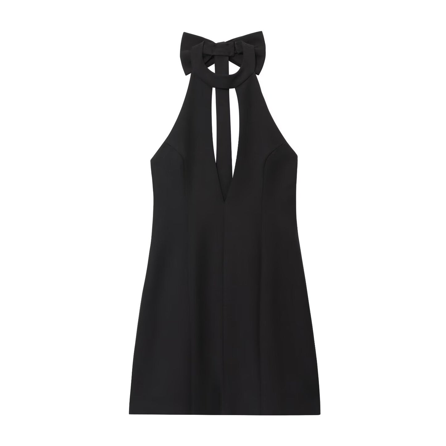 Women's new fashion bow decoration sexy hanging neck mini dress