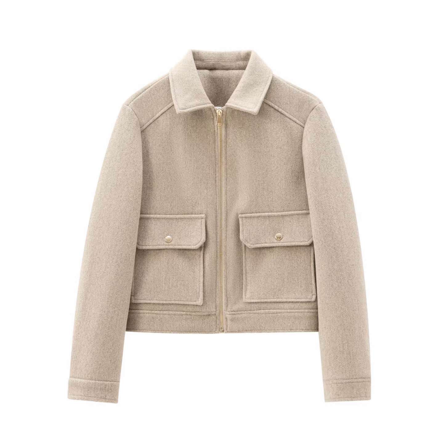 Women's new fashion warm short zipper woolen jacket Coat