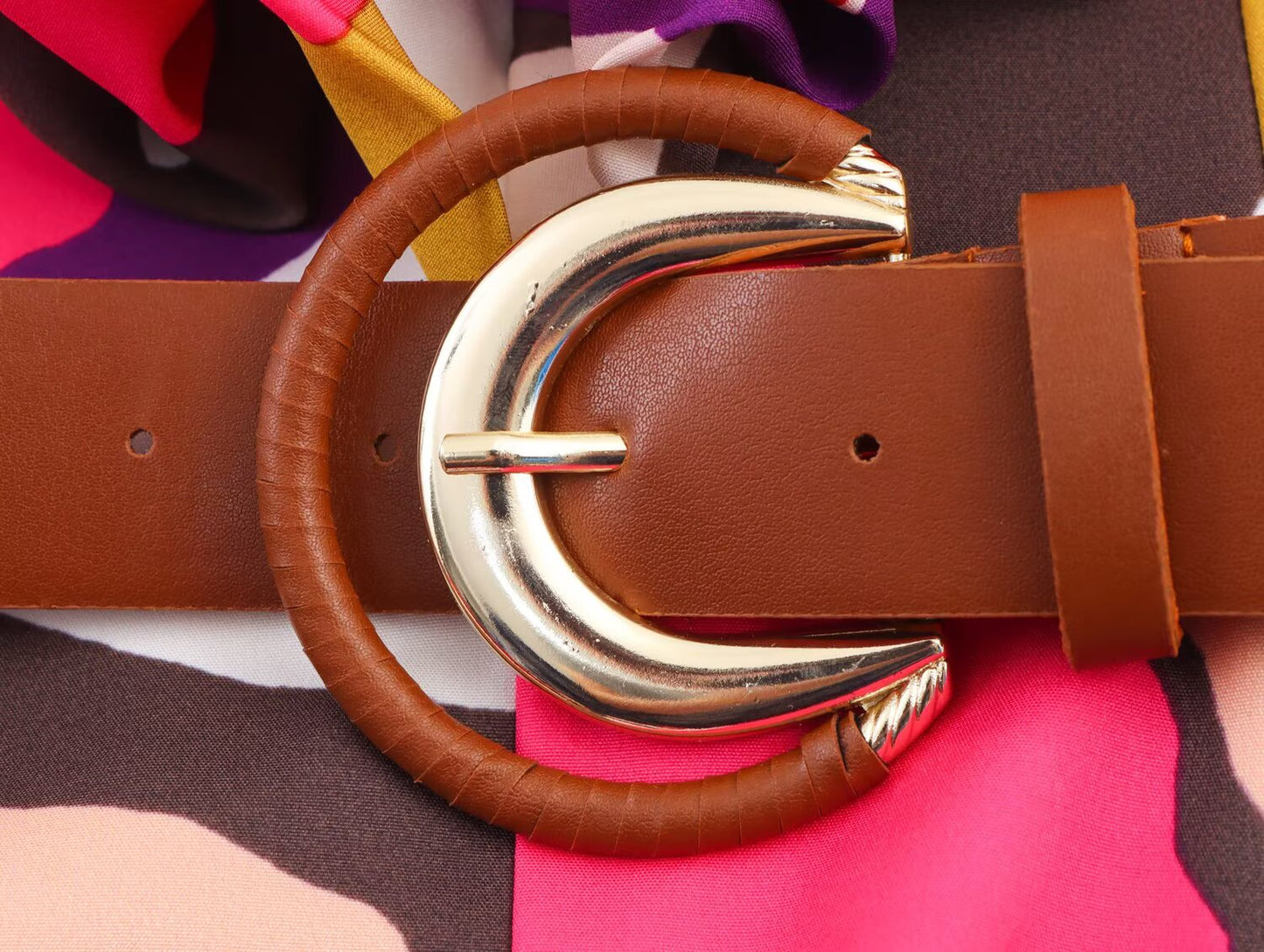 Women's New Fashion With Belt Printed V-neck Poplin Midi Dress