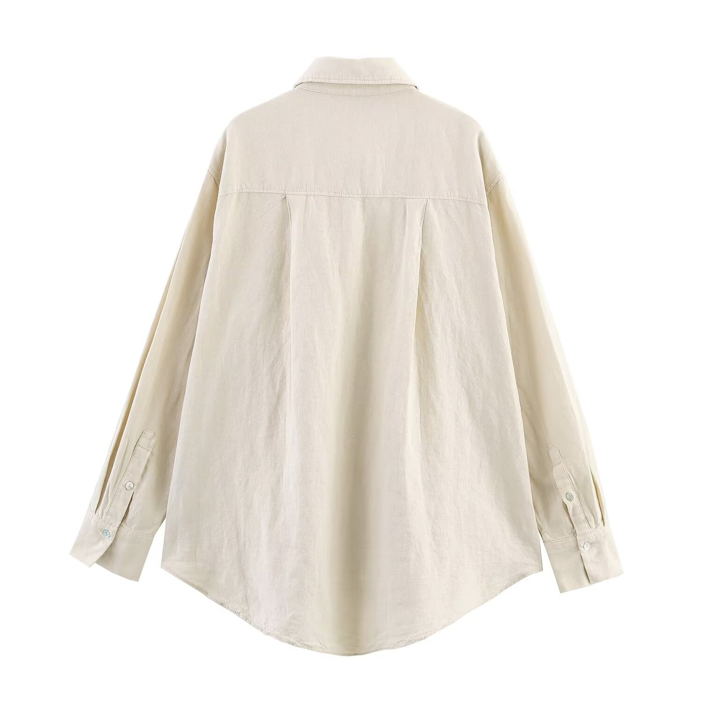 Women's new fashion loose single breasted long sleeved linen blend shirt+Shorts Women's suit