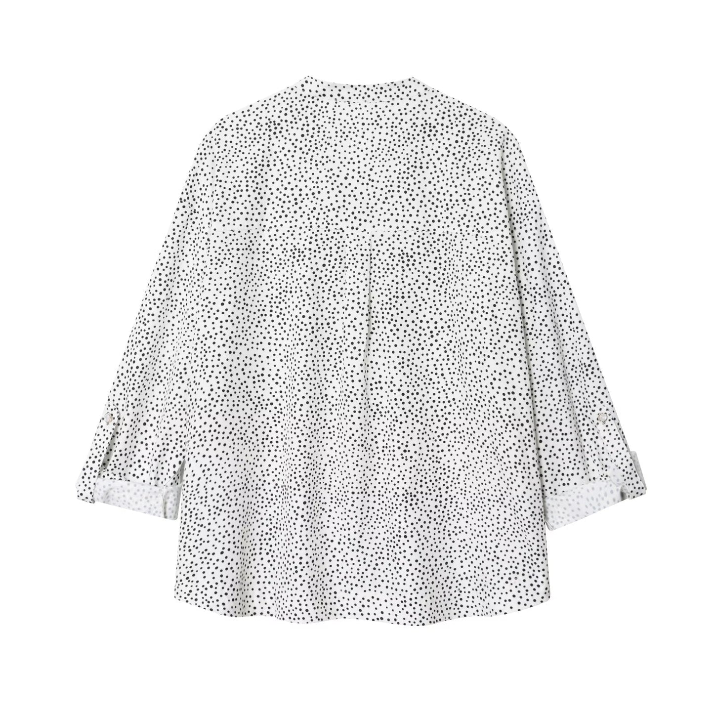 Women's new fashion adjustable design long sleeved polka dot shirt