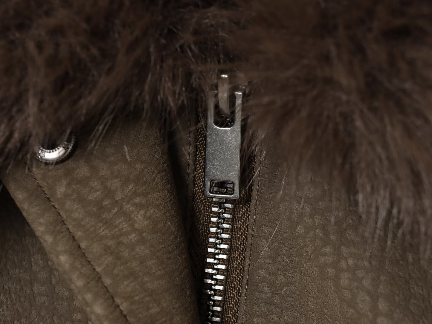 Women's new fashion detachable fur collar warm anti suede effect jacket