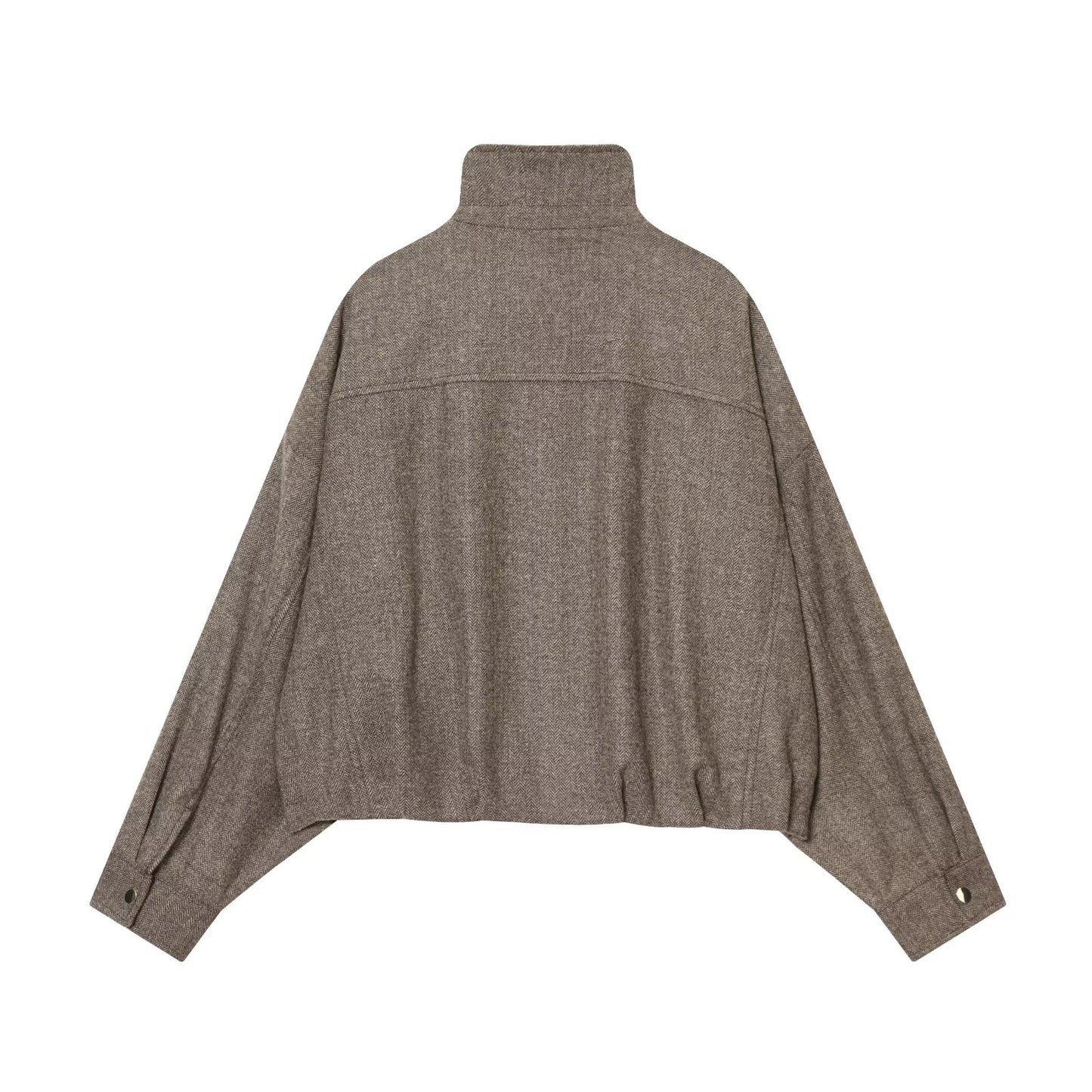 Women's casual stand collar herringbone pattern pilot jacket Coat