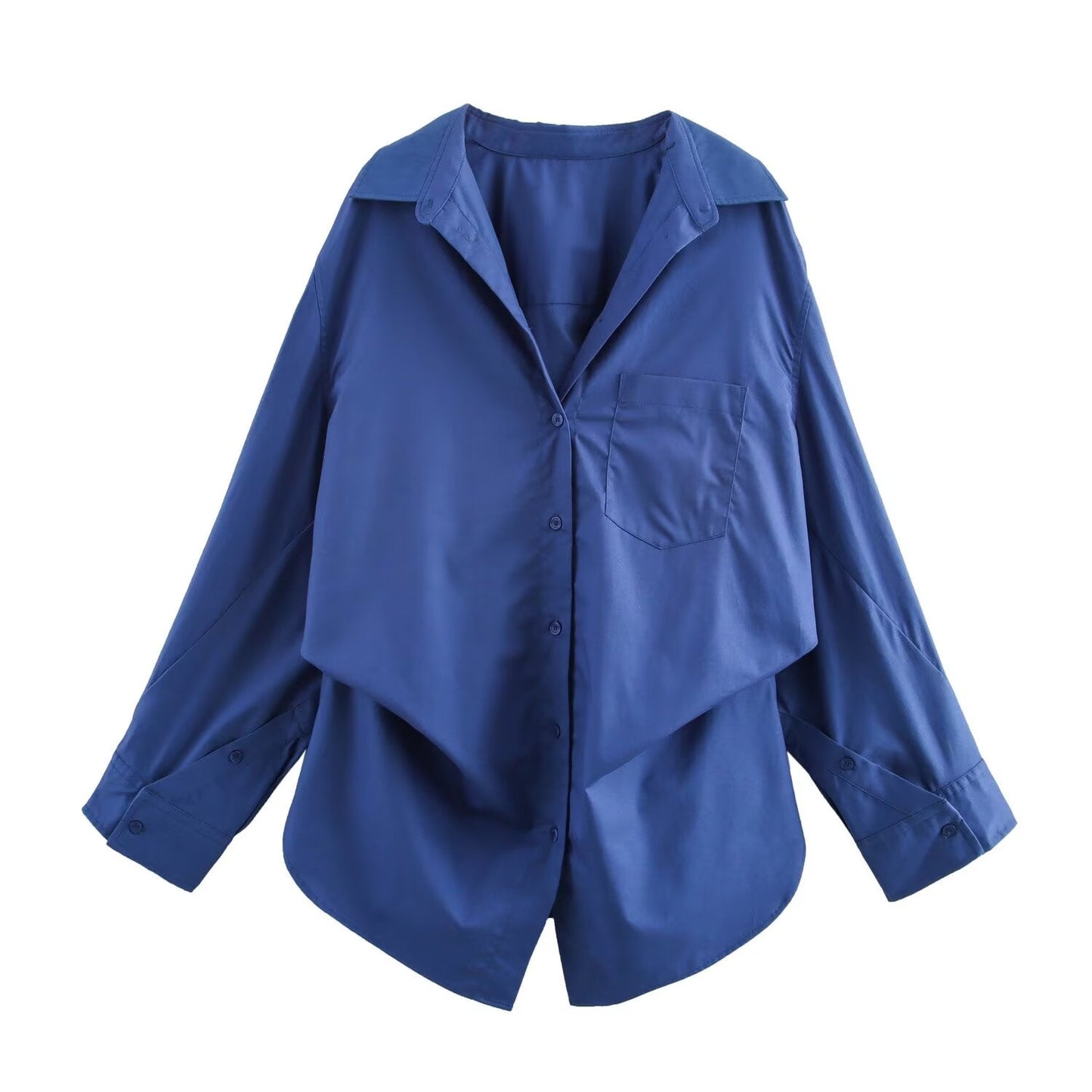 Women's' New Fashion Loose Single breasted casual Bat sleeved Poplin Shirt