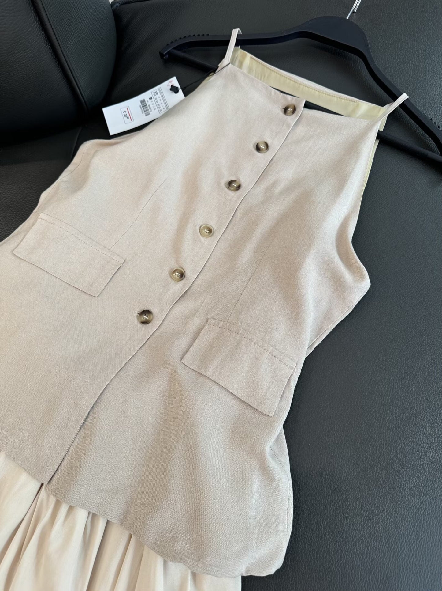 Women's new fashion pleated skirt hem vest style MIDI dress