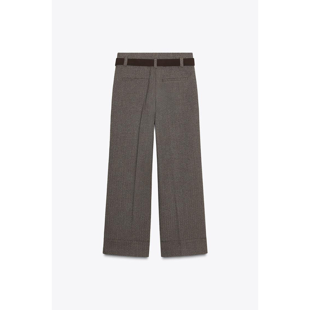 Women's new fashion with Belt casual herringbone diagonal pants