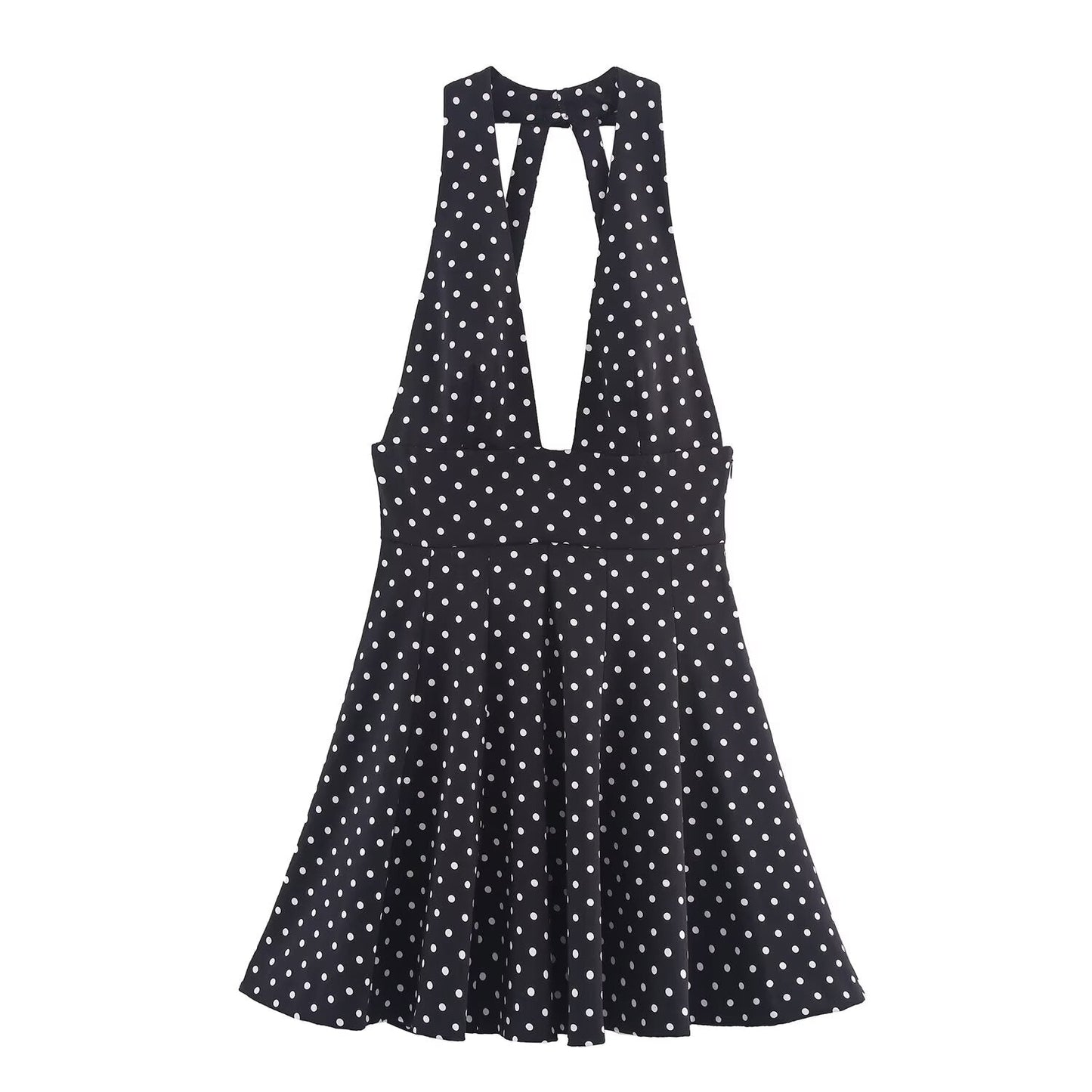 Women's summer fashion polka dot hanging neck mini dress