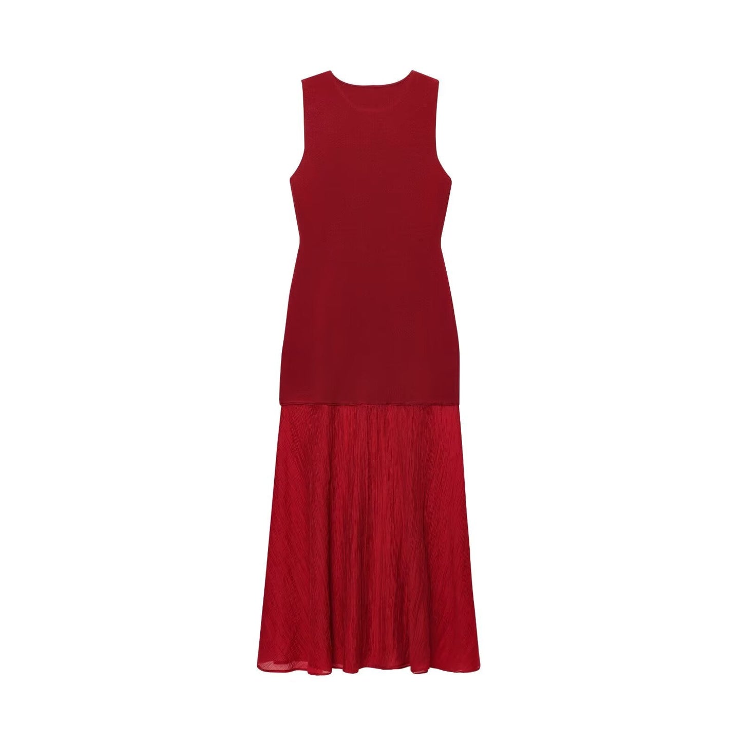 Women's New Fashion Sleeveless Knitted Splicing Midi Dress
