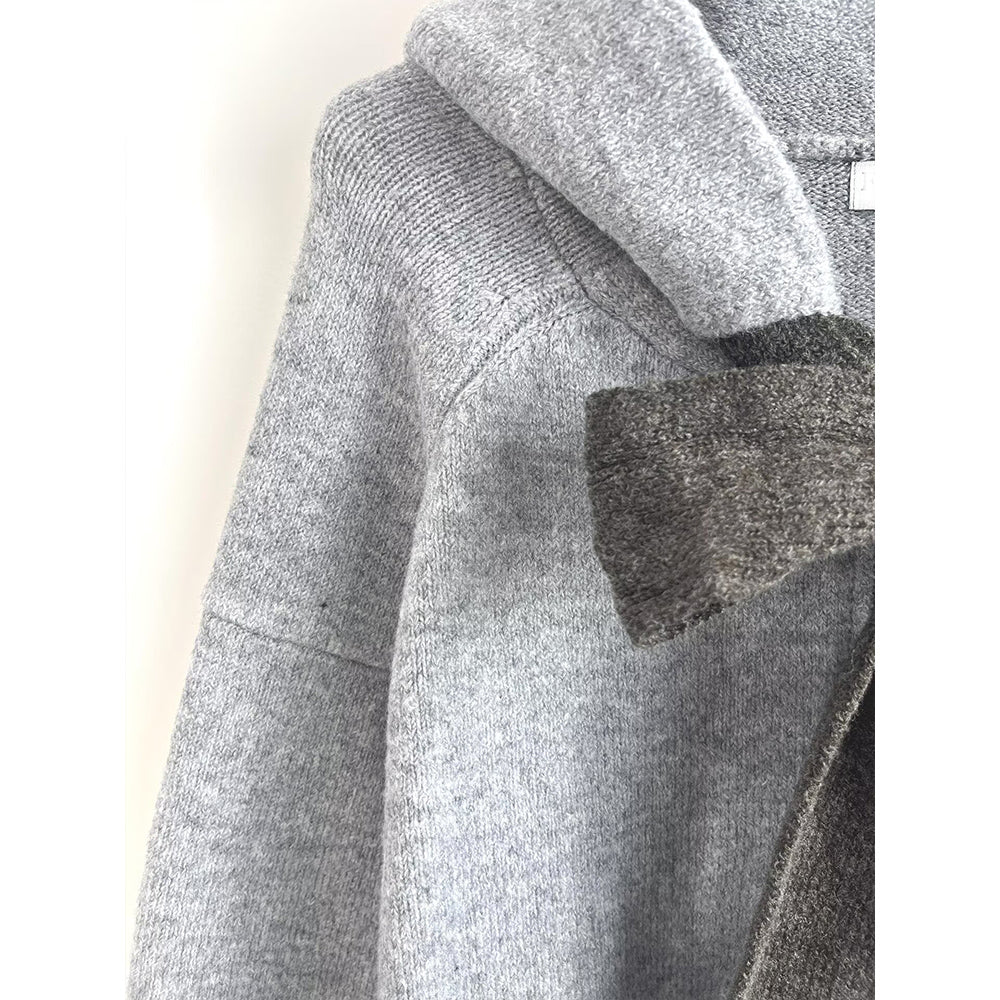 Women's new fashion bow decoration knitted hooded Coat