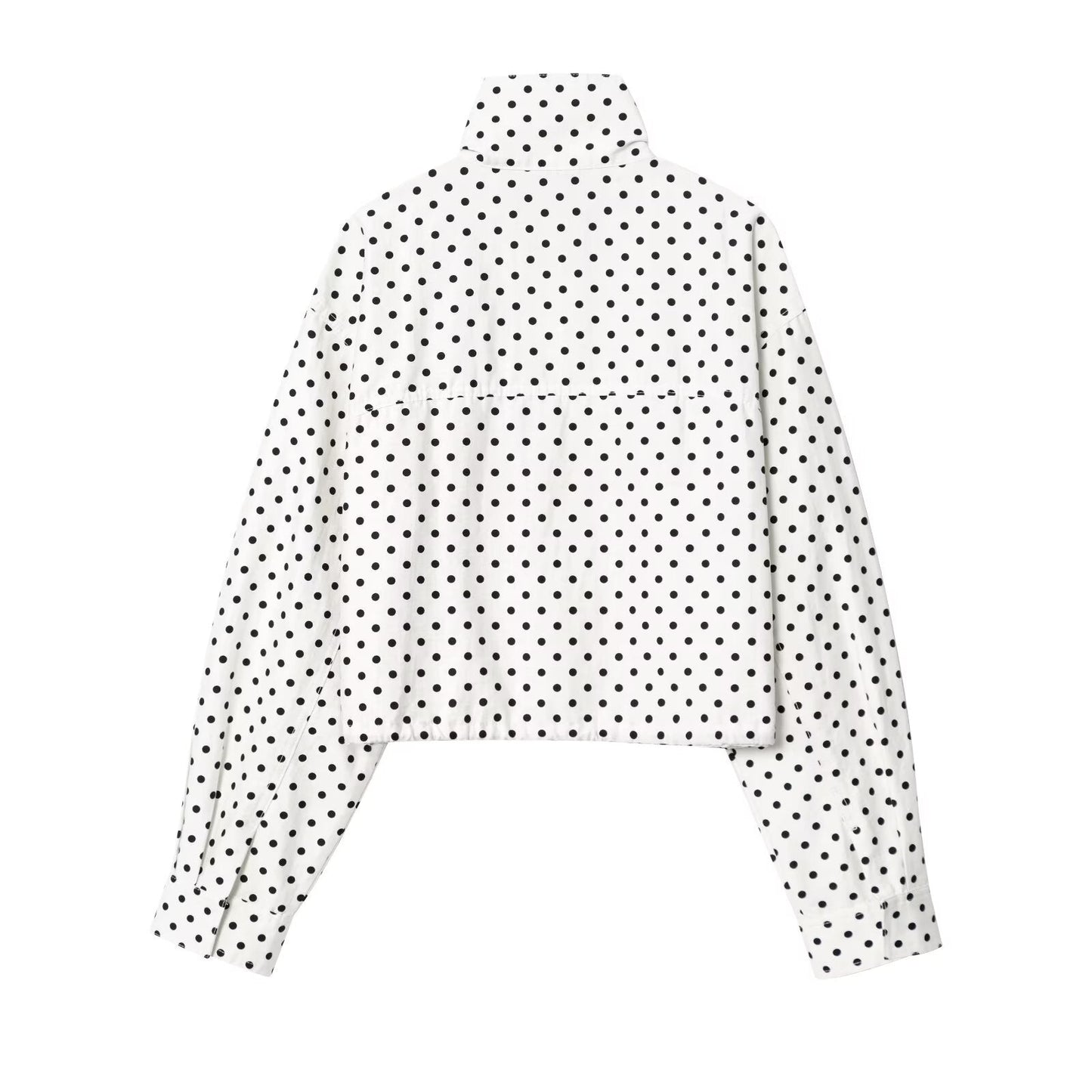 Women's new fashion short stand collar polka dot Bubble gauze Coat + Shorts suit